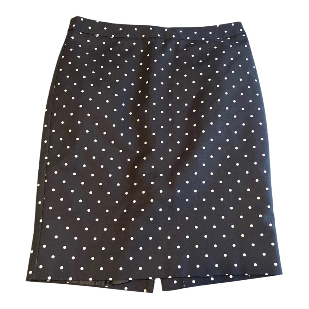 Liz Claiborne Career Pencil Skirt Lined Back Zipper Black White Polka Dot Size